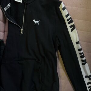 PINK Victoria's Secret Black Quarter-Zip Pullover Small